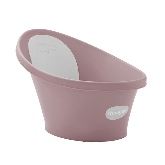 Shnuggle Newborn Baby Bath | Built in Support Bump and Soft Backrest | Suitable from Newborn | Bath Seat Support Includes Plug | Blossom Pink