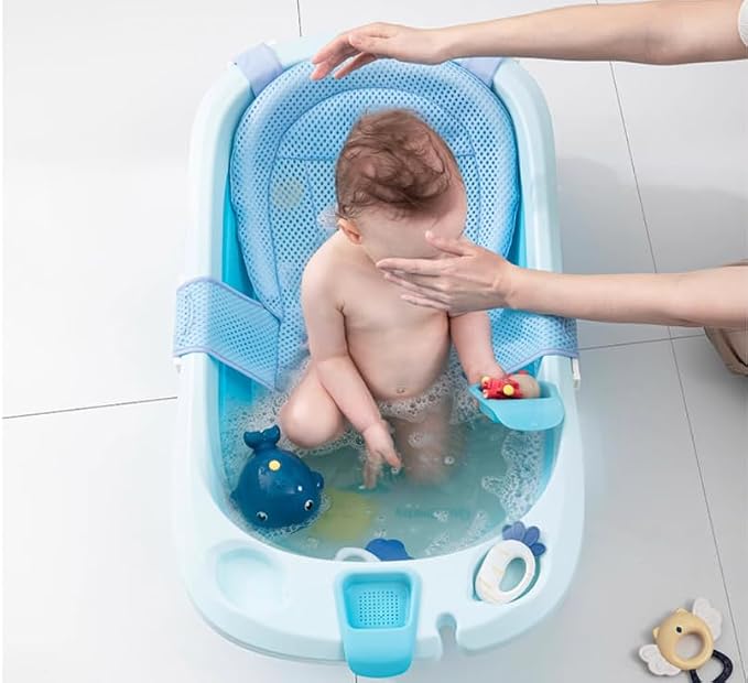 Haozaikeji Baby Bath Seat Support Net Infant Bathtub Mesh Cushion Newborn Baby Shower Lie Seat Toddler Bathing Breathable Mat Shower Pad for 0-3 Years