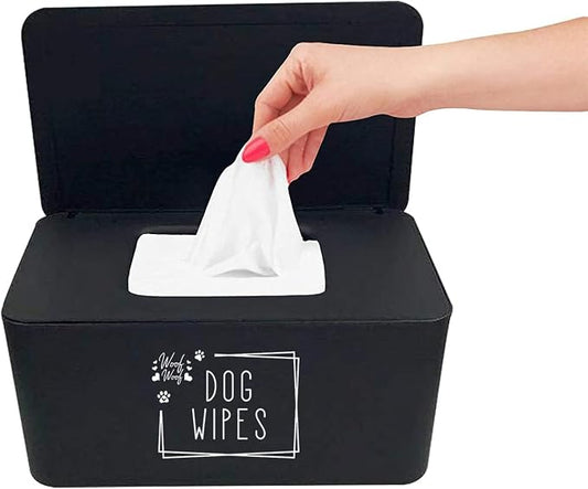 Moorfowl Woof Woof Dog Wipes Dispenser,Upgarde Size(8.2L x 4.9W x 3.9H inches),Grooming Wipes Container Holder for Dog Paw