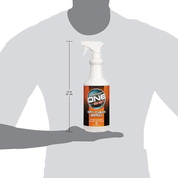 Best Shot ONE Shot Dry Clean Spray, Waterless Pet Grooming Spray for Pets, Alcohol-Free Formula, Safe for Any Dog, Cat, and Horse, 32 Oz.