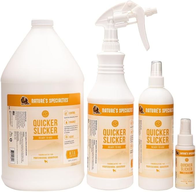 Nature's Specialties Quicker Slicker Ready to Use Detangling and Conditioning Spray, Natural Choice for Professional Groomers, Helps Restore Moisture, Made in USA, 16 oz