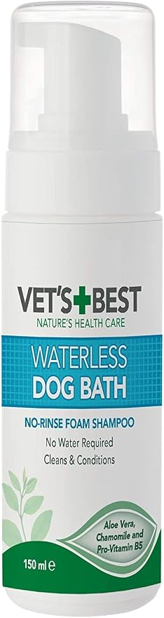 Vet's Best Waterless Dog Bath, No Rinse Dry Shampoo for Dogs, Natural Plant-Based Formula, Refreshes Coat & Controls Odor Between Baths, Easy Dog Grooming & Cleaning Spray, 5 oz Bottle