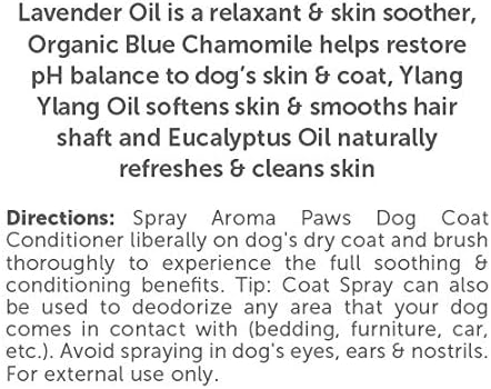 Dog Coat Conditioning Spray - Pet-Friendly Detangler Spray with Natural Essential Oils for Dogs - Daily Dog Spray to Eliminate Odors and Knots - Lavender Chamomile 4.5 oz.
