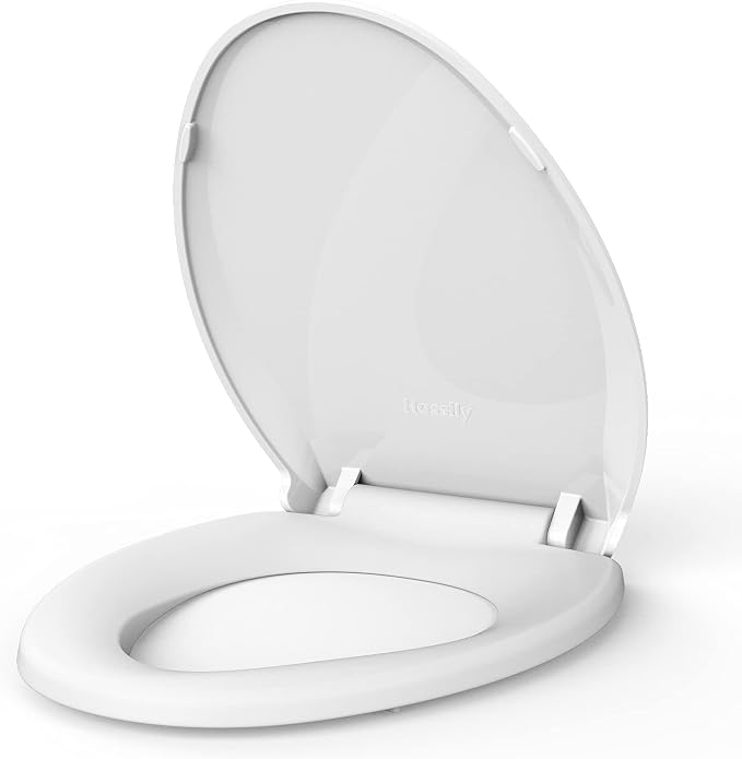 Elongated Toilet Seat Cover, PP Quick Release Flat Lid Toilet Seat, White Soft Close Design for Easy Cleaning &Comfortable Use