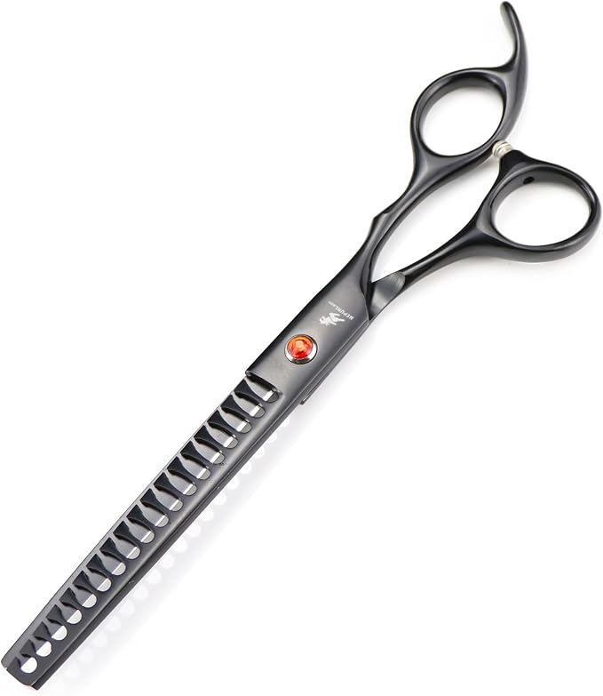 7.0-Inch Dog Grooming Scissors Set Pet Grooming Kit Fishbone Teeth Thinning Shears with Forceps Hairdressing Hair Styling Tool 5 Piece (Black)