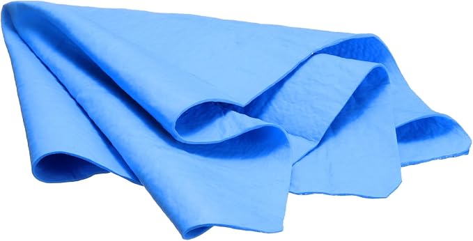 HARFINGTON Car Premium Shammy Cloth 16.9" x 12.6" PVA Chamois Wash Drying Towel Ultra Absorbent No Scratches in Bags for Cars Motorcycles Mirrors Glass Countertops Phone Laptop, Blue