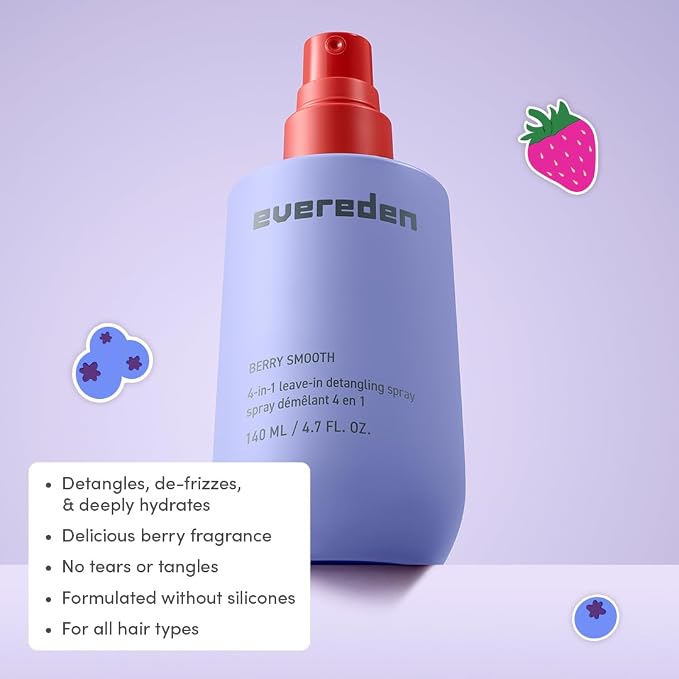 Evereden Kids Travel Set: Clean & Vegan 5-Piece Holiday Gift Set | Skin Care Set for Toddlers with Detangling Spray, Face Wash, Cream, Shampoo, Conditioner | Travel Size Toiletries | TSA approved