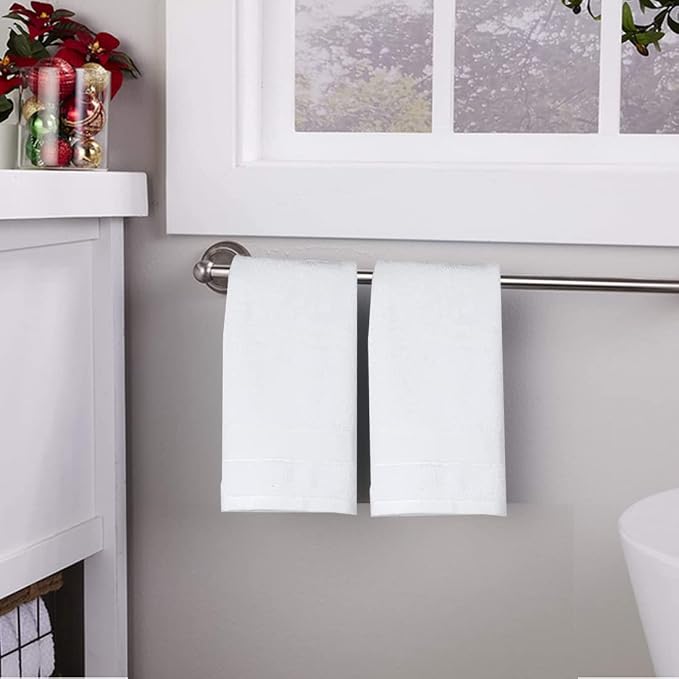 PUPOPIK Hand Towels for Bathroom-100% Cotton Hand Towel (14 x 30Inch), Highly Absorbent and Quick Dry Face Washcloth, Home Soft Premium Towel for Hotel, Bath, Kitchen and Spa, Set of 2 (White)