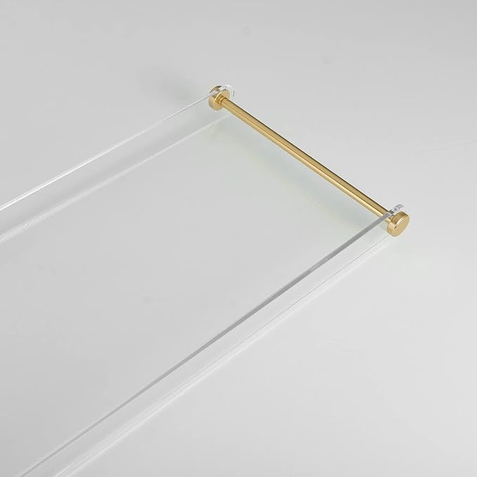 Beelee Clear Acrylic Bathtub Tray, Gold Rail Waterproof Tub Caddy Accessory | Sturdy Transparent Panel, Holds Reading Materials, Cell Phones and Wine Glasses, Ideal Spa Decor and Premium Gift for Women