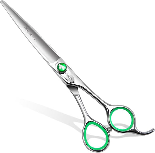 7'' Straight Dog Grooming Scissors Professional Grooming Shears for Dogs Cat Pet Japan 440C Stainless Steel Dog Cutting Scissors for Grooming Right Handed