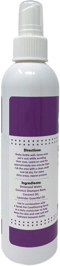 Speak Pet Products Natural Waterless Bath Spray, for Dogs, Calming Lavender, 8oz