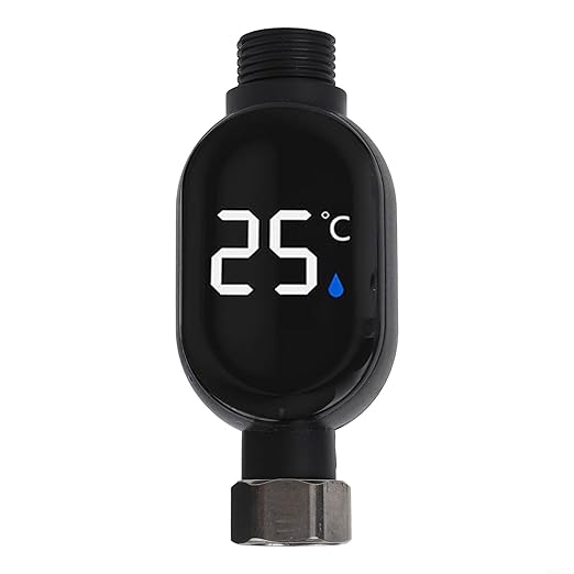 Shower Thermometer - Digital Celsius Display, Color-Coded Temperature Indicator, 304 Stainless Steel & PC Material, 0-99°C Range - Baby Bath, Bathroom Household Bathing Use(A)