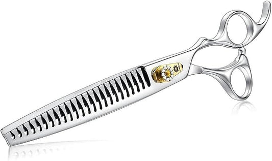 Dream Reach Chunker Dog Scissors - 8 Inch Ergonomic Professional Pet Grooming Fishbone Shears with Adjustable Screw