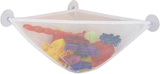 Bath Toy Organizer with Strong Suction Cups Bathtub Toys Holder Storage Net Corner Shower Caddy Bag for Baby Boys and Girls White 1PC.