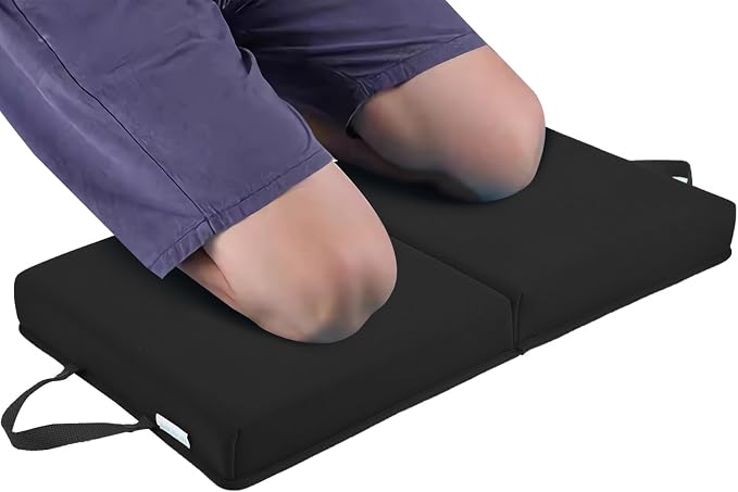 Garden Kneeling Pad, Memory Foam Knee Cushions for Gardening, Extra Thick Knee Pad, Water Resistant Prayer Pillow for Work, Yoga, Physical Therapy(Black)