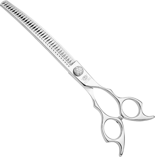 7.5 Inch VG10 Curved Chunkers Shears for Dog Grooming | Blending, bulk removal and texture control for face, paws, legs and body
