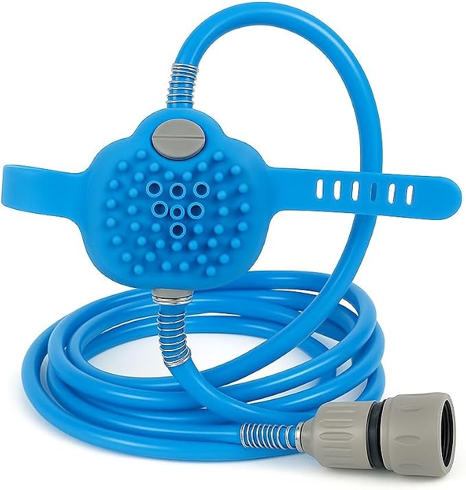 Dog Shower & Grooming Glove – 2-in-1 Pet Bathing Tool with Hose & Faucet Adapters – Indoor/Outdoor Sprayer for Dogs & Cats