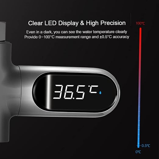 Shower Thermometer Display, LED Digital 0~100℃ Baby Bath Water Thermometer, Fahrenheit/Centigrade Display, 360° Rotating Screen, for Baby Kids Bathroom Kitchen
