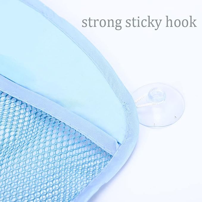 Mesh Bath Toy Storage, The Bath Toy Holder for Bathtub Toys & Bathroom Organizer Bag，Compatible with Bath Toy Storage,with Two Complimentary Suckers (Blue Bear)