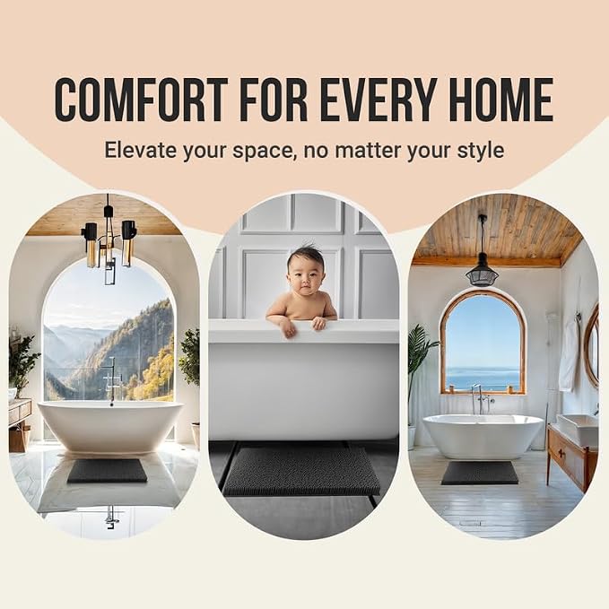 ITSOFT Plush Bathroom Rug 47"" x21, Absorbent Machine Washable Non Slip Chenille Bath Mats, Quick Dry Bathmat, Bath Rugs for Bath, Shower, Bedroom, Door Mat, Charcoal Gray