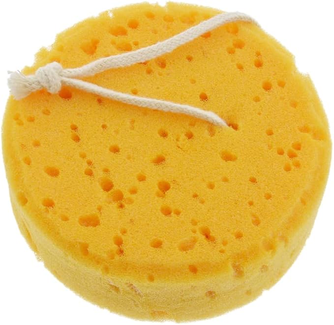 (2) April Bath & Shower Natural Bath Sponges for Baby Bath Shower Women Men Bathing Sponge Set Kids, 5x5x2 inches