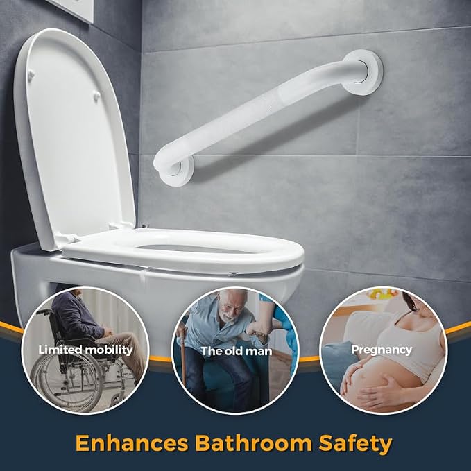 Grab Bars for Shower, 1 Pack 36-Inch Anti Slip Shower Handles for Elderly, Safety Shower Grab Bar, Stainless Steel Handicap Grab Bars for Bathroom (White 1" Diameter)