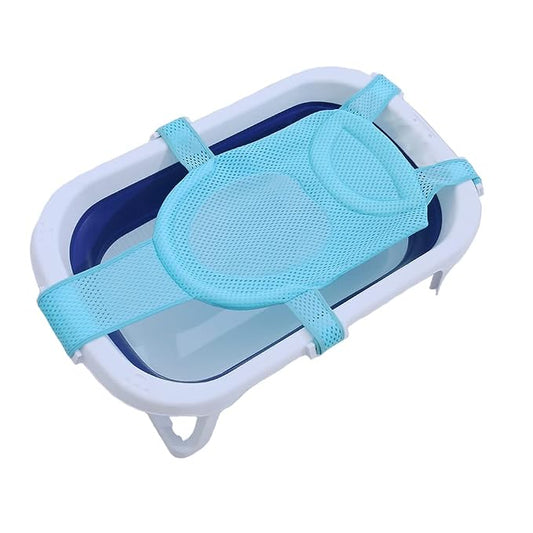 Baby Bath Seat Support Net Newborn Bath Cushion Pad Anti-Slip Infant Bathtub Sling Shower Mesh Mat Soft Bath Net Bath Pillow Adjustable Shower Pad for 0-18 Months Light Blue