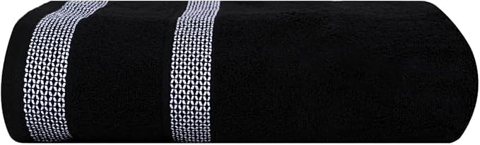 CASA COPENHAGEN Solitaire 2Pcs 100% Egyptian Cotton Large Designer Bathsheet Towels Set- Black, 600GSM, 35"x70" 2Bath Sheet Towels for Bathroom Gift Set for Women & Men