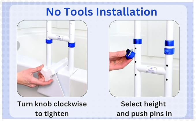 Adjustable Bathtub Handle for Elderly | Sturdy Clamp-On Tub Grab Bar with 300lb Capacity | Grab Bars for Bathtubs | Shower Handle for Elderly | Durable Tub Safety Rail 14" x 17