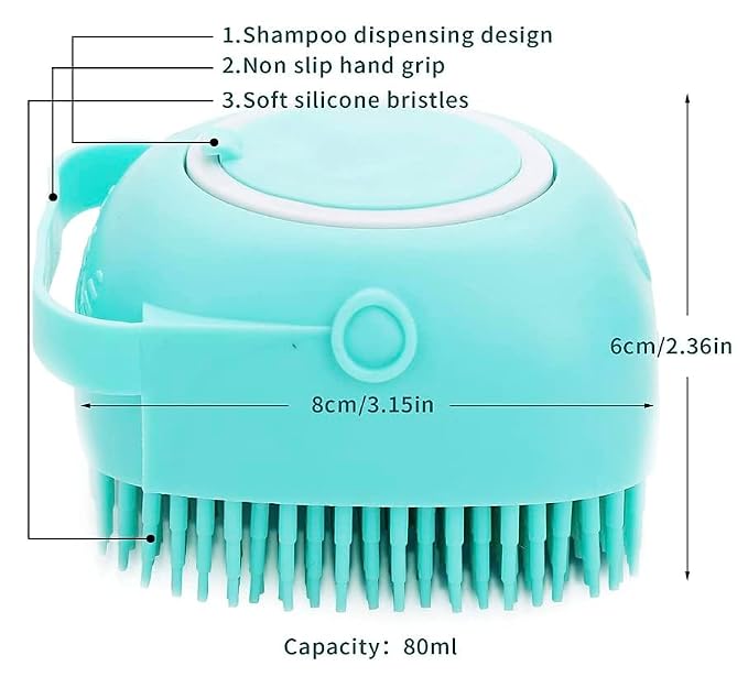 Pet Bath Massage Brush Puppy Dog Cat Grooming Cleaning Soft (Blue)