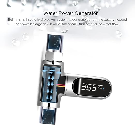 Shower Thermometer Display, LED Digital 0~100℃ Baby Bath Water Thermometer, Fahrenheit/Centigrade Display, 360° Rotating Screen, for Baby Kids Bathroom Kitchen