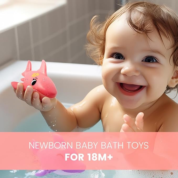 Hely Cancy Bath Toys for Kids - No Hole Baby Toys for 18 Months and up Infant Boys Girls, Shower Water Pool Toys