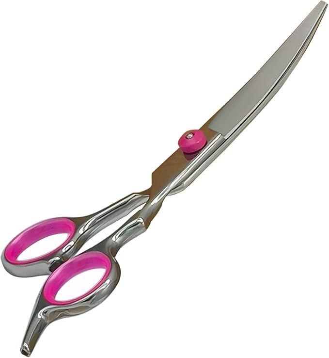 Dog Grooming Scissors,Pet Hair Scissors with Safety Round Tips Heavy Duty Titanium Stainless Steel Professional Dogs Cats Pets Grooming Shears (Up bend scissors)
