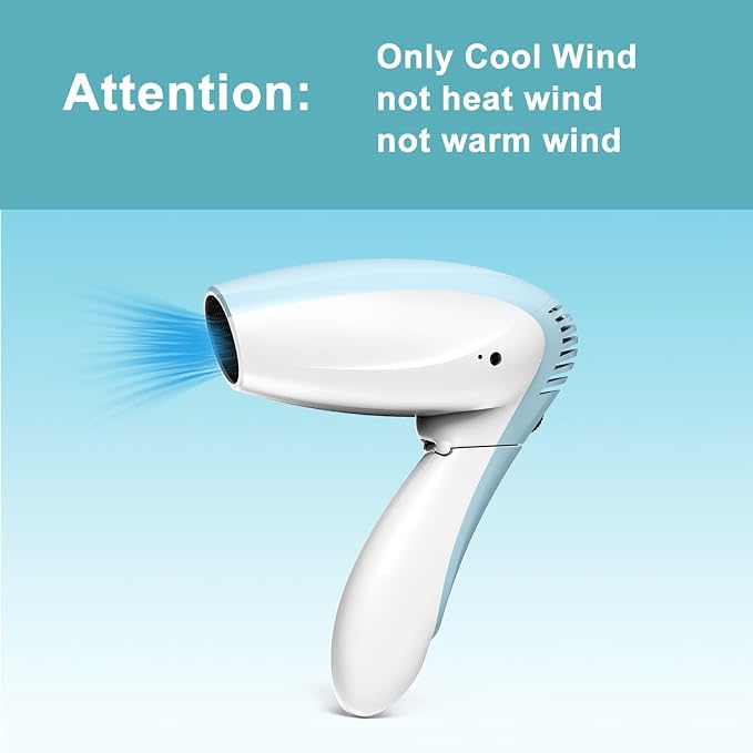 Cordless Hair Dryer - Cool Wind Battery Operated Hair Dryer - Rechargeable Portable Hairdryer for Summer, Indoor, Outdoor, Camping, Tourism (No Hot or Warm Air)