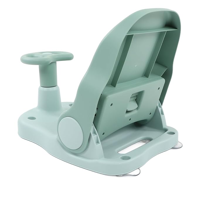 Matybobe Baby Bath Seat Baby Bath Chair Infant Bathtub Seat Slip Safety Shower Chair Adjustable Suction Cups Small Car Shape Steering Wheel Armrest for Infant Toddl (Green)
