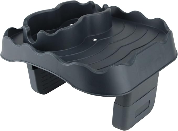 Hot Tub Side Table Tray with 2 Cup Holders, Foldable Drink Holder and Snacks Tray Outdoor Hot Tub Accessories for Inflatable Spa/Pool/Bathtub (Gray)