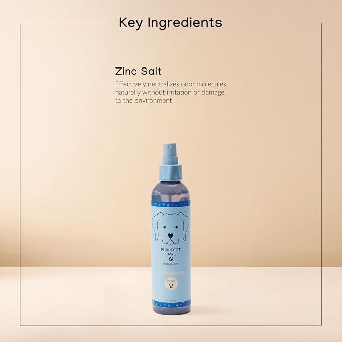 Pet Odor Neutralizing Air and Fabric Spray — Pet-Safe Deodorizer with Zinc Salt — Vegan and Cruelty-Free — Fresh Rain & Wild Violet Scent – Made in USA by Purrfect Paws