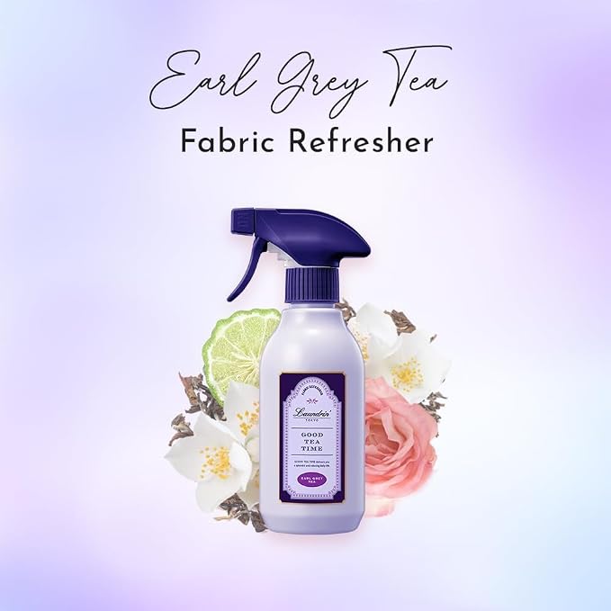 Laundrin Botanical Fabric Refresher Spray, Pet Odor Eliminator for Home, Room Essentials Fabric Spray, Odor Removal for Mattress, Curtain, Sofa, Carpet, Furniture, & Bedding - 300ml, Earl Grey Tea