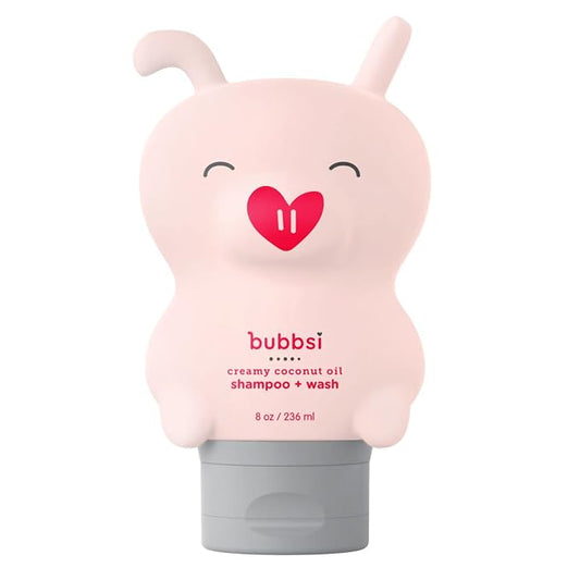 Bubbsi Baby Shampoo and Body Wash - Organic Coconut Oil and Shea Toddler Bath Soap w/Natural Scent, Gentle Sulfate-Free Kids Body Wash Won't Irritate Eyes (Refillable bottle, 8oz)