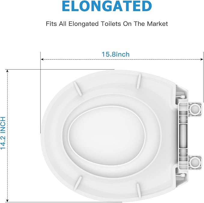 Garvee Round Toilet Seat with Toddler Seat, PP Safe Material, 2 in 1 Toilet Seat for Family Built-in Baby Seat Removable, 17 in,Soft Close + Easy Clean(White)