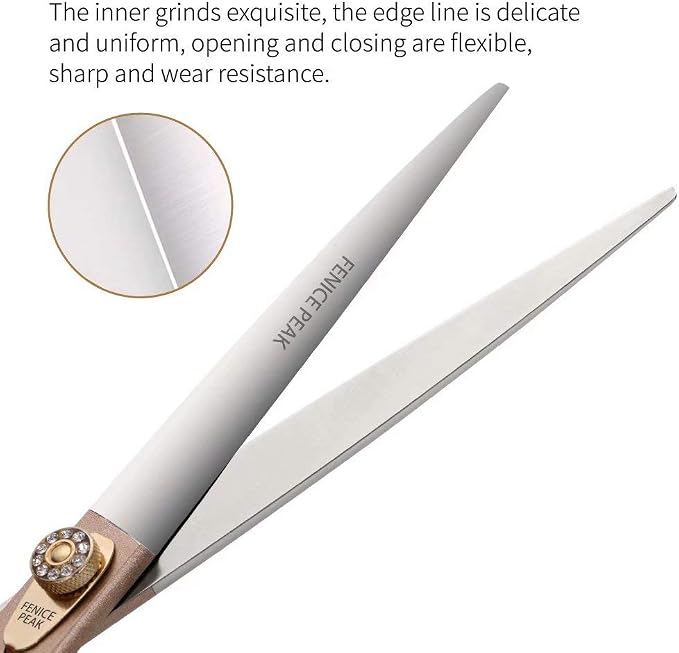 8'' Dog Straight Scissors for Grooming 440C Stainless Steel Rose Gold Professional Pet Trimming Scissors Sharp Blades Cutting for Dogs and Cats Shears