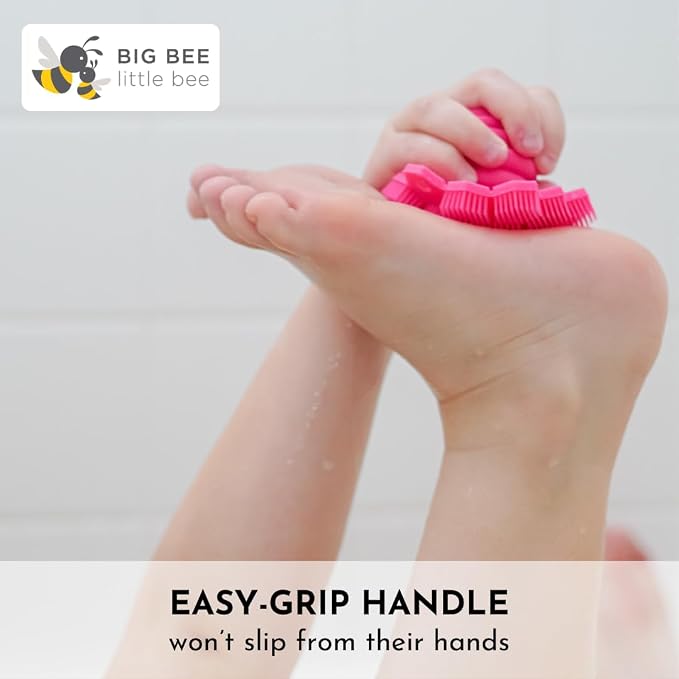 Big Bee, Little Bee - Kids Original ScrubBEE, 100% Silicone Childrens Bath Scrubber, Promotes Effective Independent Hand & Body Washing, As Seen on Shark Tank (Periwinkle)