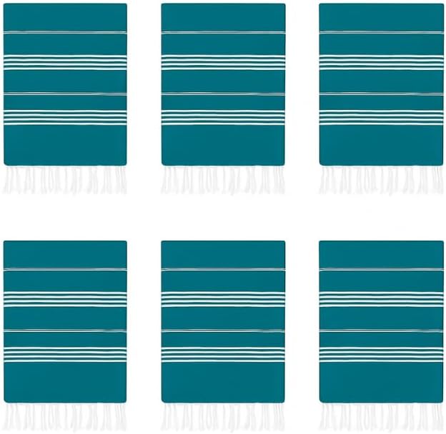 HAVLULAND Turkish Beach Towels, Set of 12, Oversized 72"x40" - Teal | Soft Hammam Peshtemal, Sand Free, Quick-Dry, Absorbent Bath Towel | Lightweight & Compact for Travel, Pool, Gym, Spa