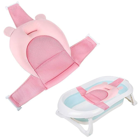 Baby Bath Seat Support Net Soft Infant Bathing Seat Support Mat Suspension Shower Pad Adjustable Non-Slip Newborn Bathtub Sling Mat Baby Sink Bather Tub Shower Net Bathtub Sit Up Mesh 0-6 Month