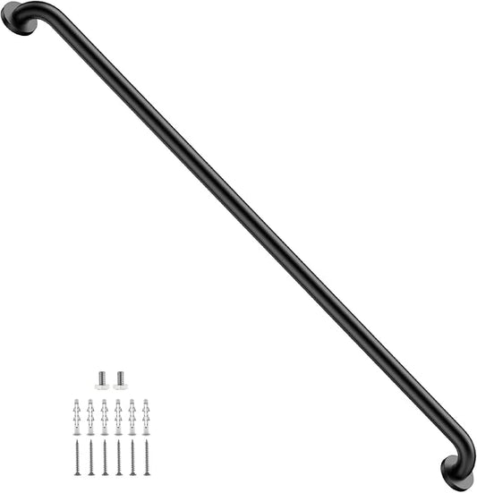 48 Inch Stainless Steel Shower Grab Bar, ZUEXT Matte Black Shower Handle, Bathroom Balance Bar, Safety Hand Rail Support Bar for Handicap Elderly Injury, Senior Assist Bath Tub Wall Concealed Mount