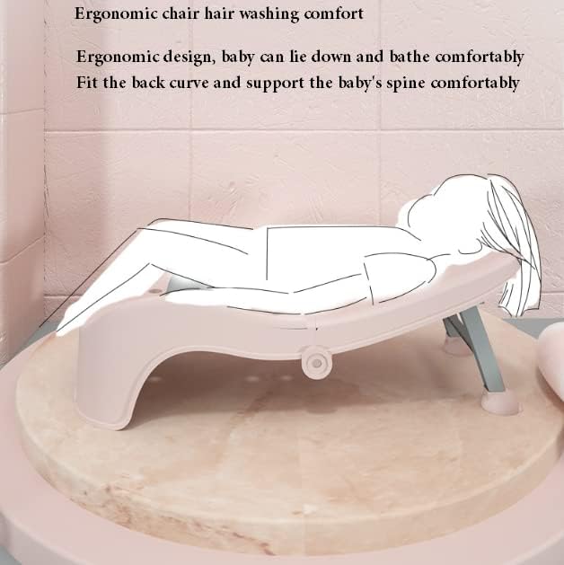 CNCEST Adjustable Children Shampoo Chair,Toddler Shampoo Chair Bather for 0-5 Years Old,Kids Hair Washing Bath Seat,Children Head Hair Rinser Salon Chair 50kg/110.23lbs Max Load (Pink) (Pink)