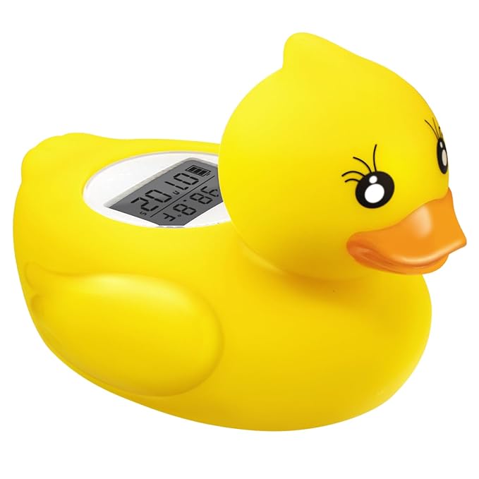 BabyElf Baby Bath Thermometer, Digital Bath Tub Water Temperature Monitor with Fast & Accurate Readings, Floating Duck Toy for Infant & Toddler Bathtub, Room Temperature Display