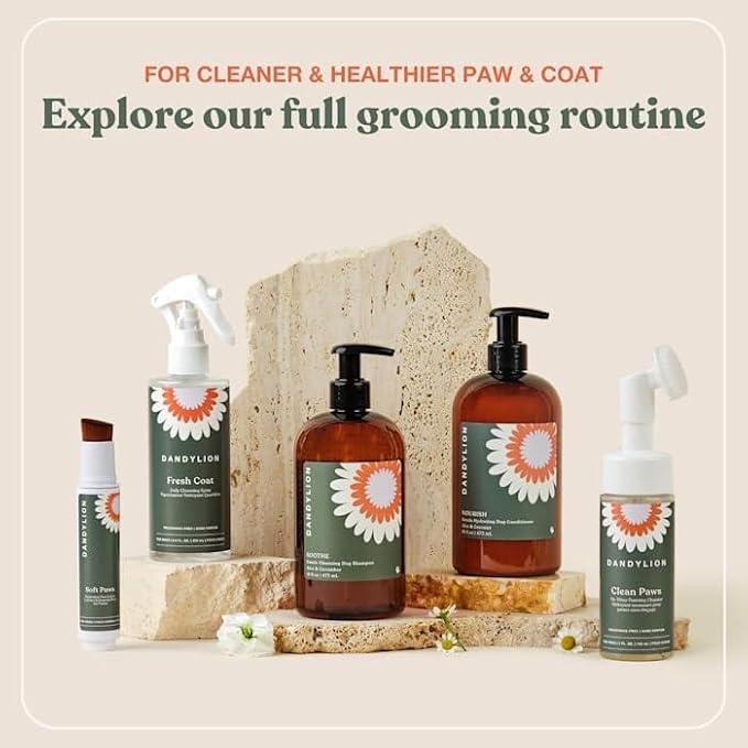 Dog Paw Balm, Soft Paws, Paw Moisturizer for Dogs with Brush, 0.6 fl oz | Dandylion Dog Lotion for Paws, Fragrance Free, pH Balanced, Lightweight Moisture for Dry Cracked Paw Pads and Nose