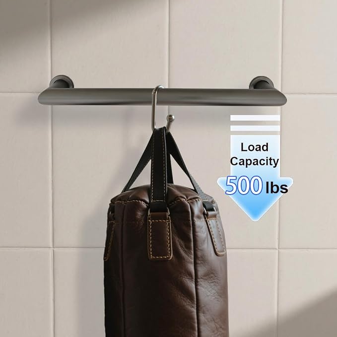 18 in Right Angle Bar, ADA Shower Handle, Polished Chrome, 2 Pack | 304 Stainless Steel, Right Angle Modern Design, ADA Compliant, Easy-Clean Polished Chrome, Safety Handrails for Bath & Shower