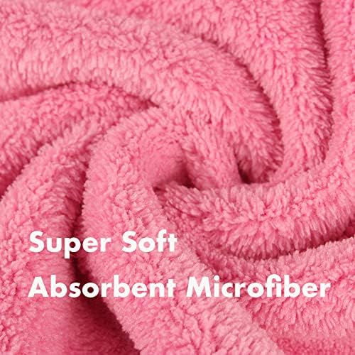 Pawyee Super Soft Fast-Drying Dog Towel Microfiber Bath Robe Design for Cats and Dogs (Medium, Pink Dino)